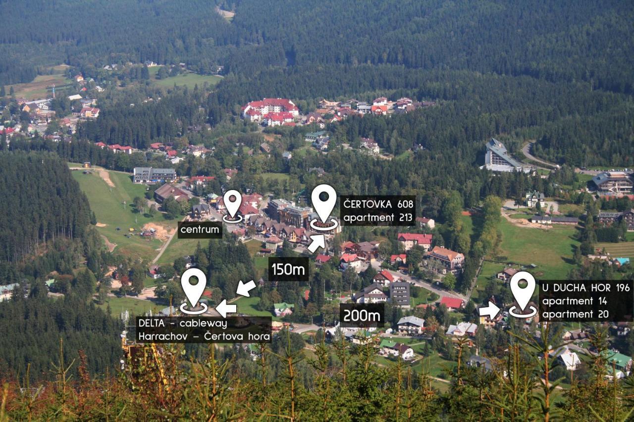 Enjoy Harrachov - Atraktivní slunný klimatizovaný apartmán 14 v centru Harrachova se saunou, wallboxem EV, herní konzolí, počítačem s win 10, Netflix a jedinečným výhledem na Čertovu horu se skokanskými můstky Exterior foto